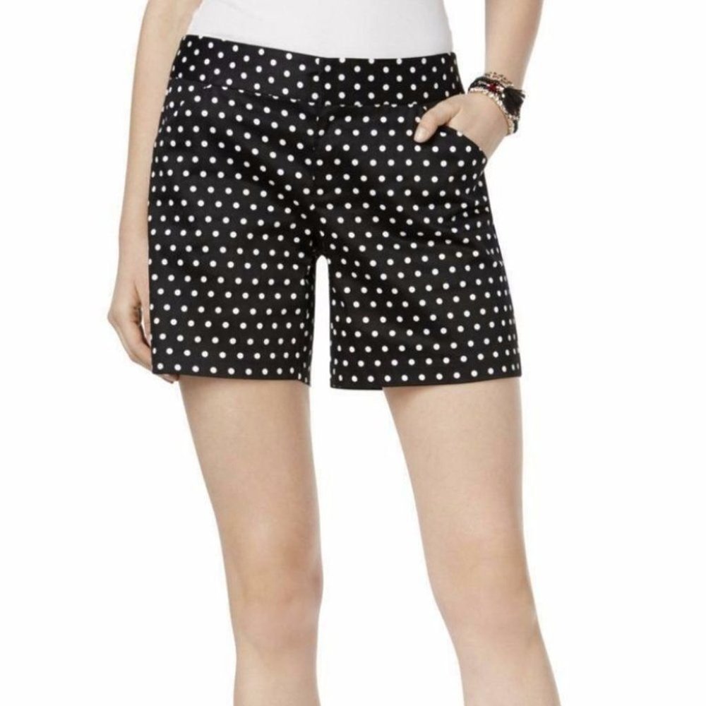 NWT INC INTERNATIONAL CONCEPTS" BLACK W/WHITE POLKA DOT PRINT CHINO SHORTS